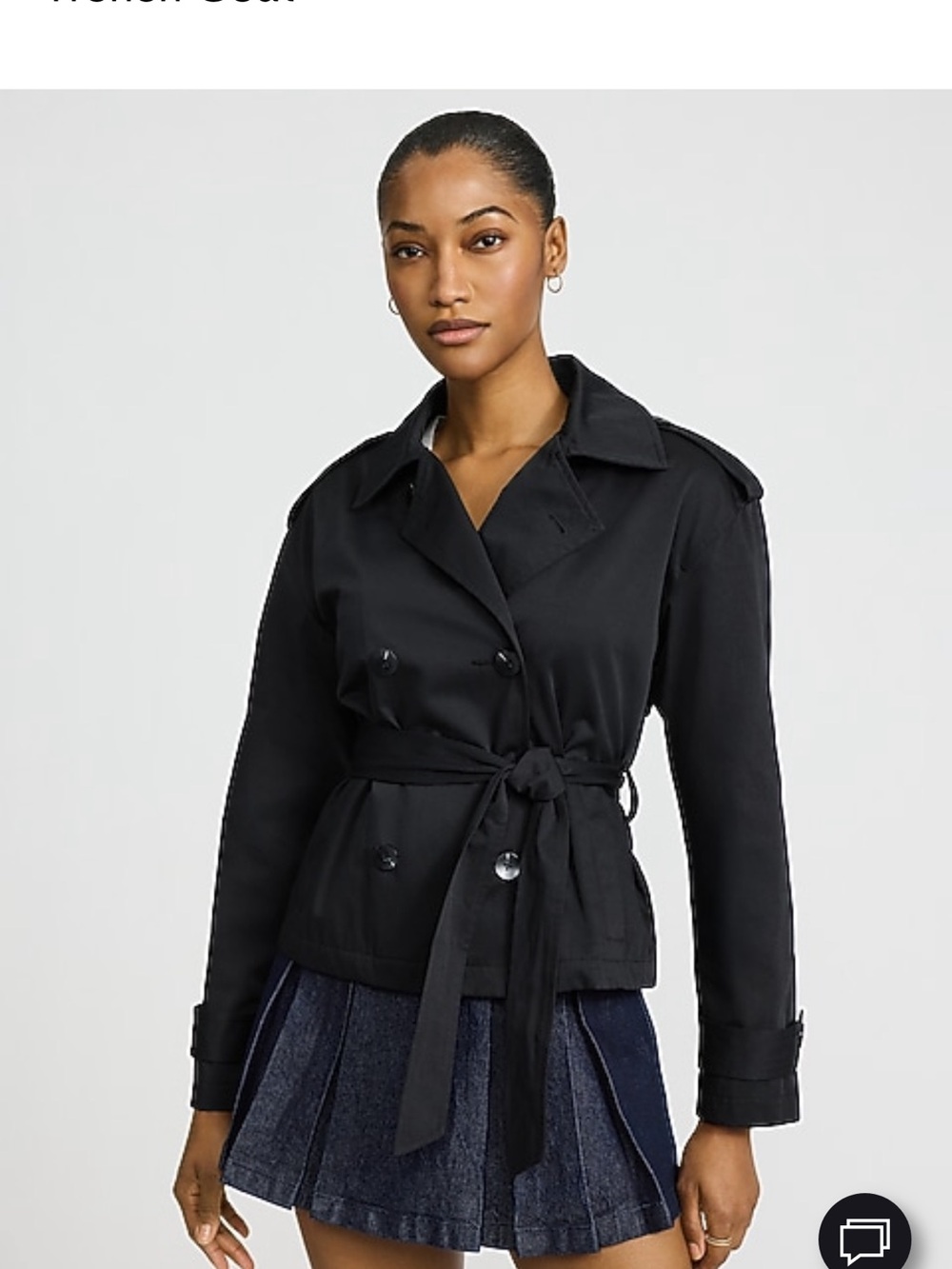 Express Black Double-Breasted Belted Trench Coat